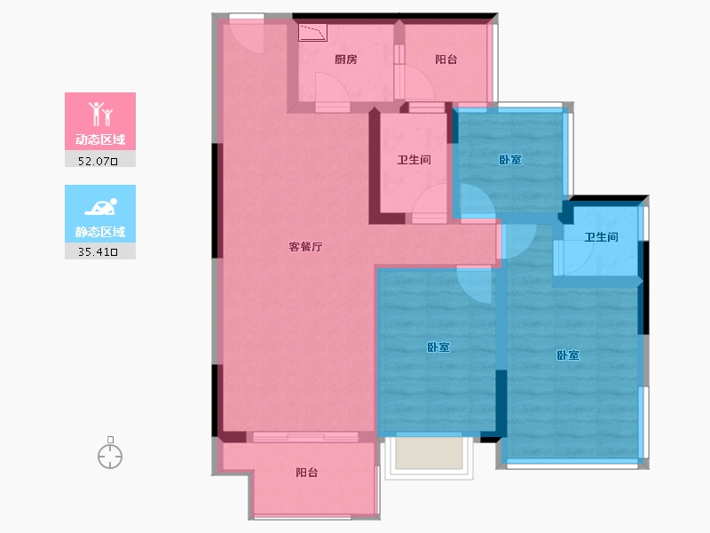 四川省-成都市-天府中心城 C时代-76.95-户型库-动静分区