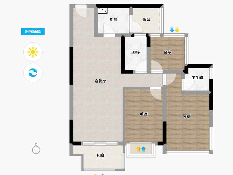 四川省-成都市-天府中心城 C时代-76.95-户型库-采光通风