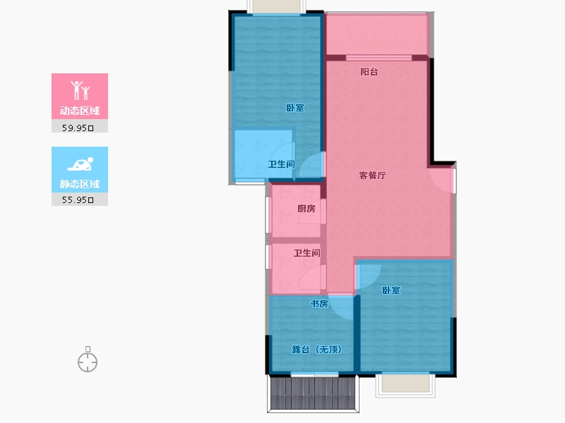 云南省-昆明市-金泰国际Ⅲ期名门-109.91-户型库-动静分区