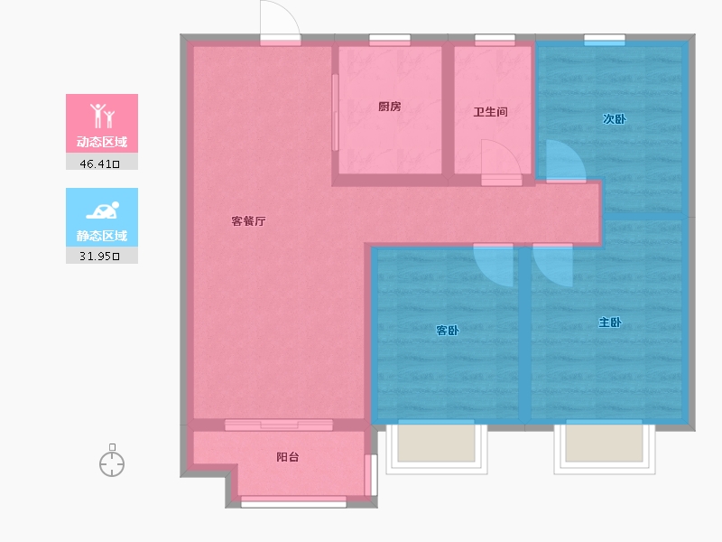 河北省-沧州市-保利香槟国际-69.68-户型库-动静分区