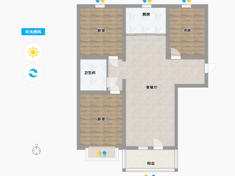 山西省-太原市-中格云景里-88.45-户型库-采光通风