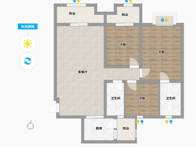 四川省-资阳市-新华阳光誉品-91.53-户型库-采光通风