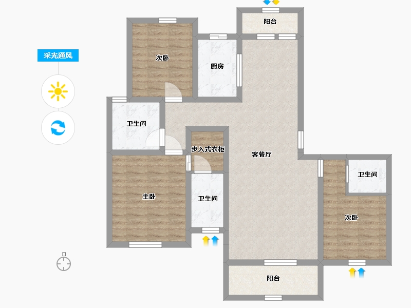 河北省-石家庄市-滨江·荣盛华府-99.45-户型库-采光通风