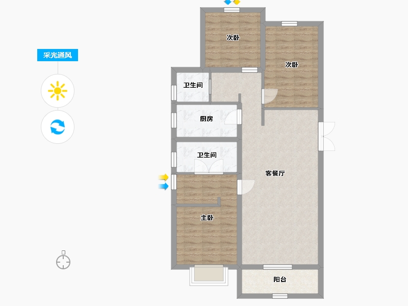 河北省-石家庄市-滨江·荣盛华府-90.02-户型库-采光通风