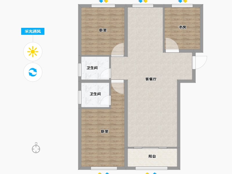 河北省-保定市-花溪壹号院-102.34-户型库-采光通风