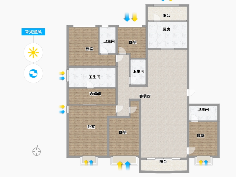 山西省-太原市-太原星河湾5号园-230.00-户型库-采光通风