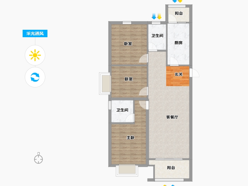 山西省-太原市-山投·青运城-90.80-户型库-采光通风