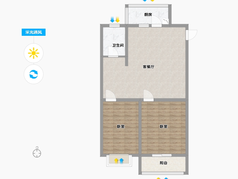 山西省-太原市-如意小区-84.70-户型库-采光通风