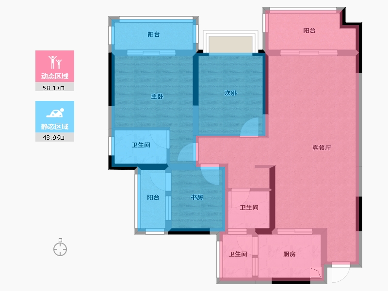 四川省-成都市-逸山公馆-89.60-户型库-动静分区