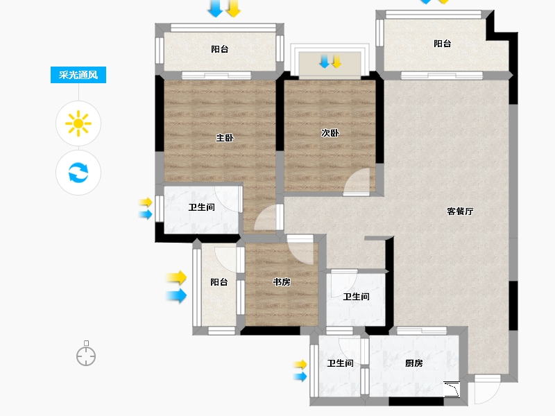 四川省-成都市-逸山公馆-89.60-户型库-采光通风