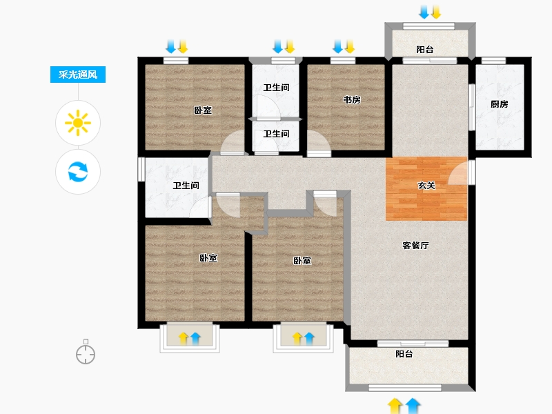 山西省-太原市-红星·紫御半山-109.94-户型库-采光通风