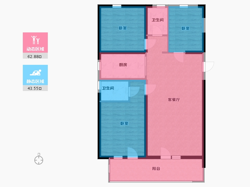 河北省-廊坊市-阿尔卡迪亚清芷苑-96.00-户型库-动静分区