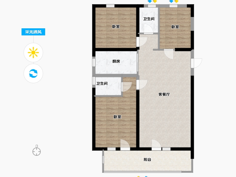 河北省-廊坊市-阿尔卡迪亚清芷苑-96.00-户型库-采光通风