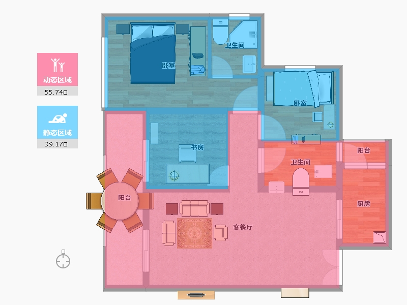 云南省-昆明市-乡鸭湖忆江南-84.80-户型库-动静分区