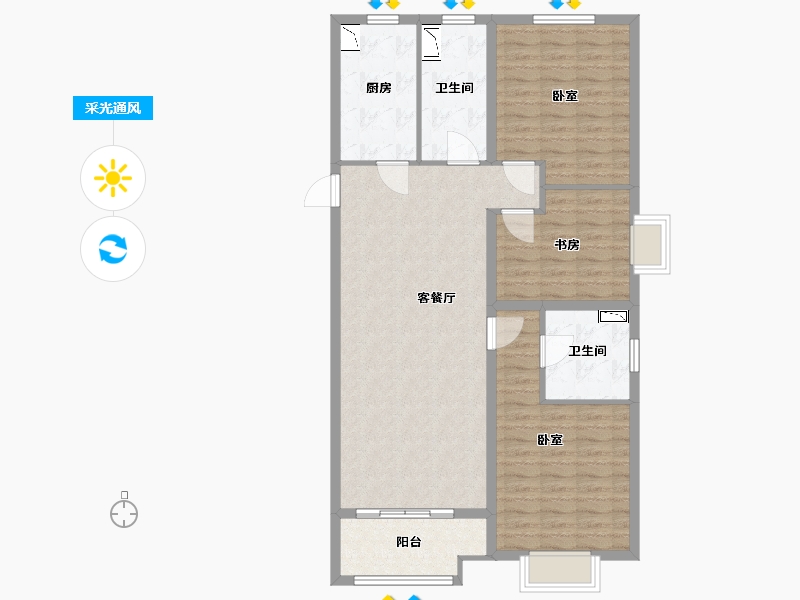 山西省-太原市-融创外滩公馆二期-103.00-户型库-采光通风