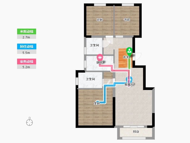 河北省-廊坊市-廊坊孔雀城公园海一期-76.82-户型库-动静线