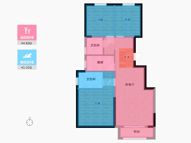 河北省-廊坊市-廊坊孔雀城公园海一期-76.82-户型库-动静分区