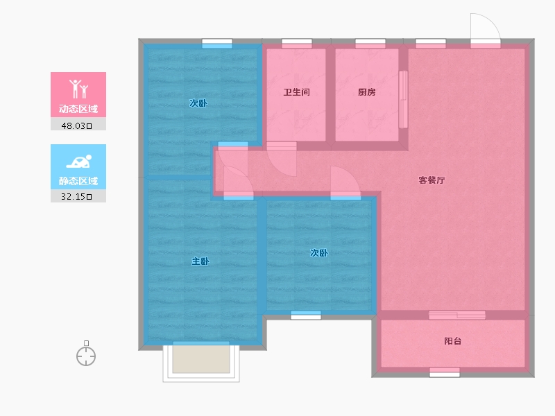 河北省-石家庄市-滨江·荣盛华府-70.58-户型库-动静分区