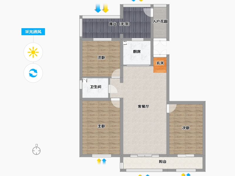 河北省-唐山市-左岸景林-108.16-户型库-采光通风