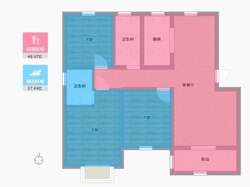 河北省-石家庄市-滨江·荣盛华府-75.80-户型库-动静分区