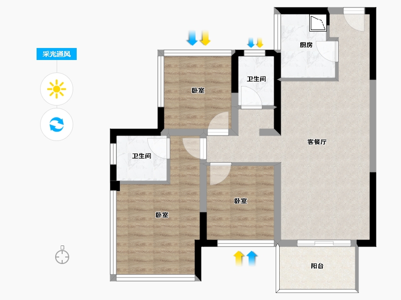 四川省-成都市-天府中心城 C时代-70.66-户型库-采光通风