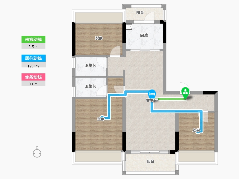 四川省-成都市-华侨城碧桂园莫奈的湖-85.07-户型库-动静线