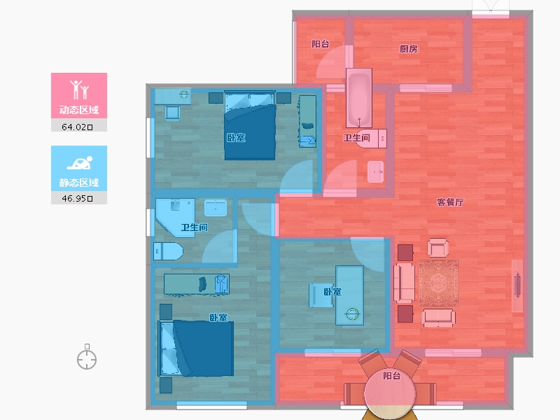 云南省-昆明市-乡鸭湖忆江南-98.80-户型库-动静分区