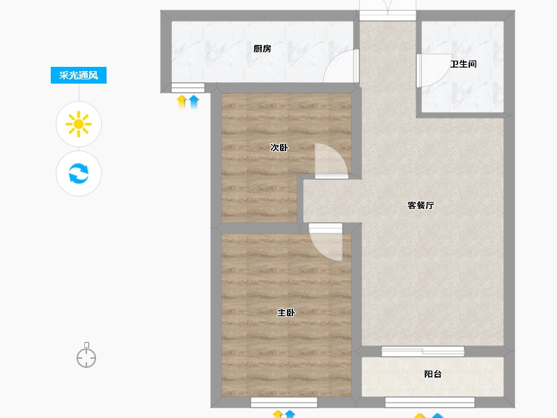 河北省-廊坊市-高铁壹号-57.26-户型库-采光通风