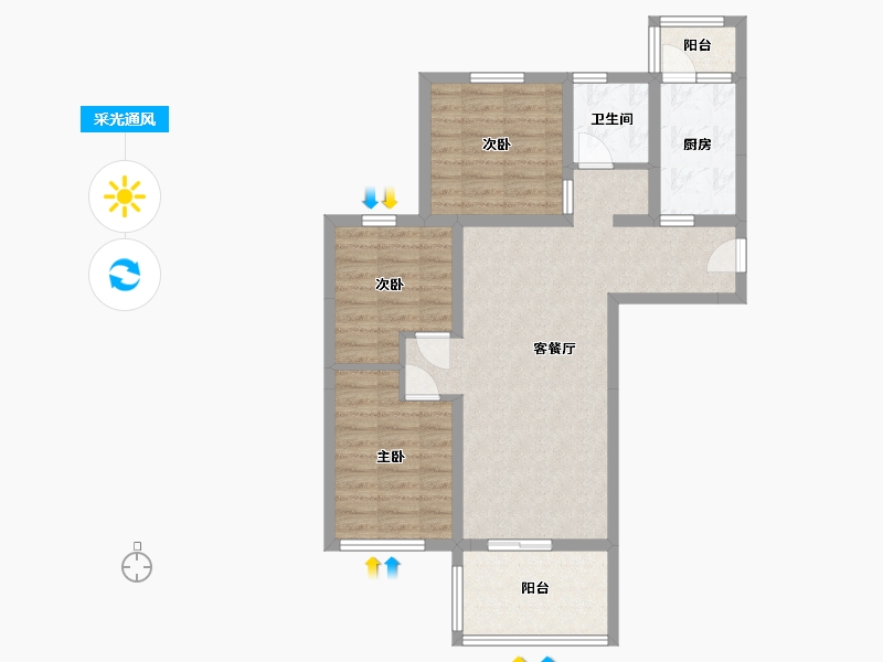 河北省-廊坊市-幸福家园-78.37-户型库-采光通风