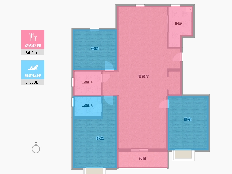 山西省-太原市-得一·剑桥城-129.48-户型库-动静分区