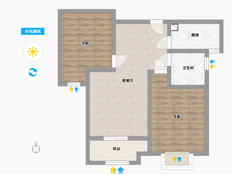 河北省-廊坊市-龙邸·厚得街-62.24-户型库-采光通风