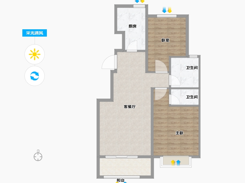 河北省-石家庄市-城南尚府-71.20-户型库-采光通风