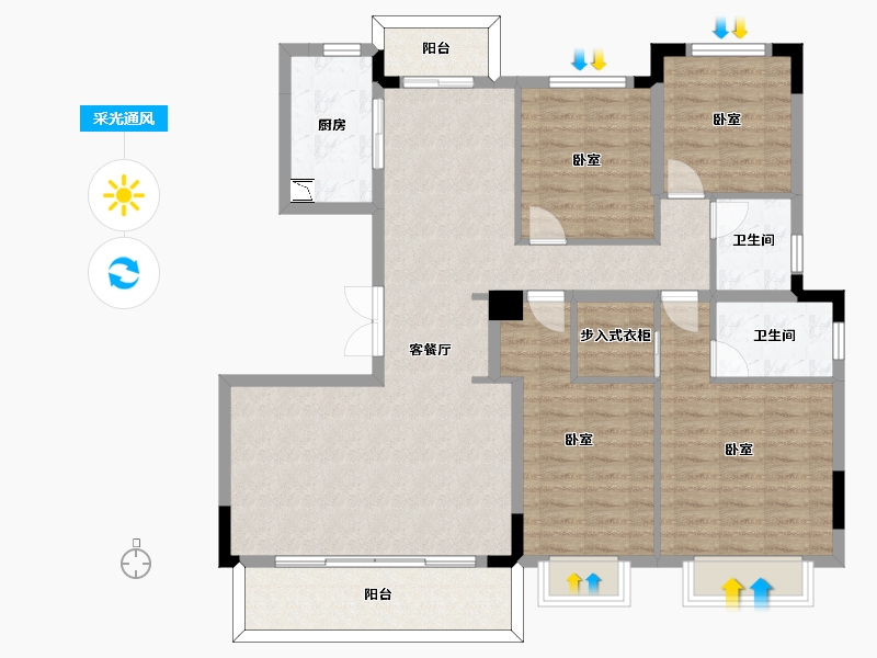 四川省-成都市-金地商置弘阳梵锦108-118.80-户型库-采光通风