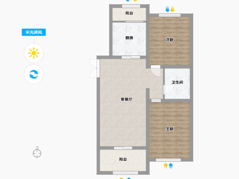 河北省-廊坊市-春辉时代中心-71.80-户型库-采光通风