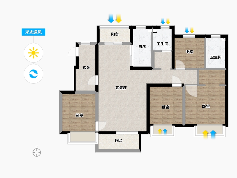 山西省-太原市-招商公园1872-98.38-户型库-采光通风