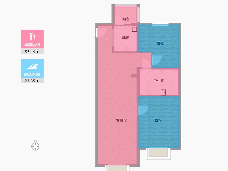 山西省-太原市-如意小区-74.72-户型库-动静分区