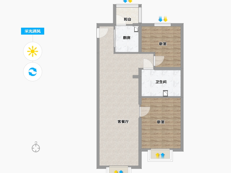 山西省-太原市-如意小区-74.72-户型库-采光通风