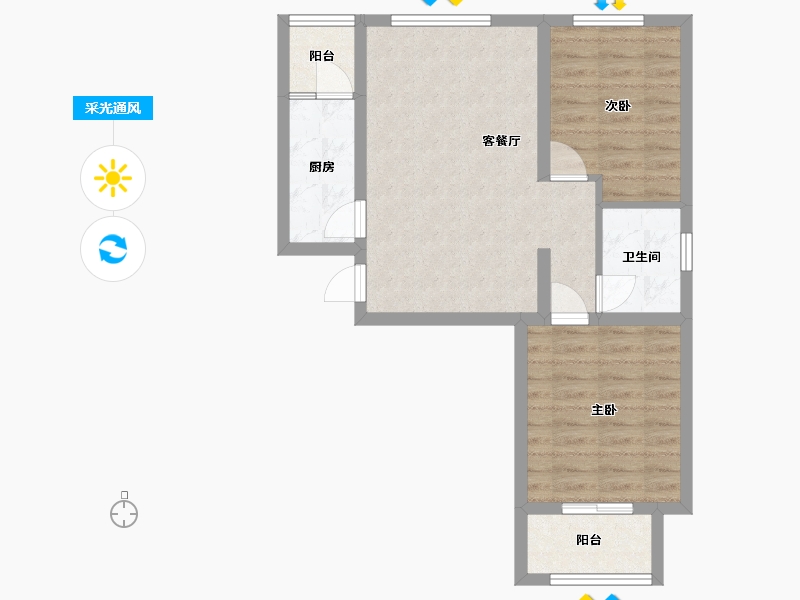 河北省-廊坊市-高铁壹号-61.38-户型库-采光通风