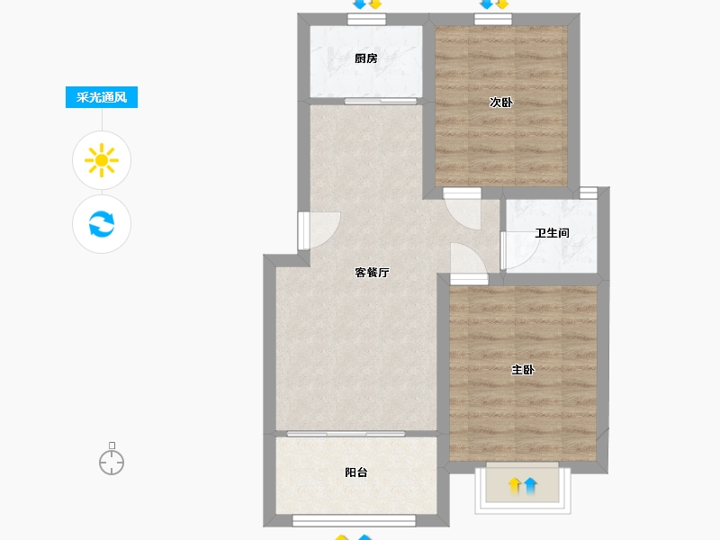 河北省-沧州市-嘉禾一方-55.46-户型库-采光通风