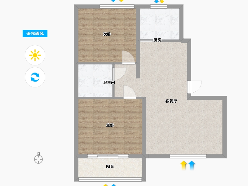 河北省-廊坊市-高铁壹号-71.59-户型库-采光通风