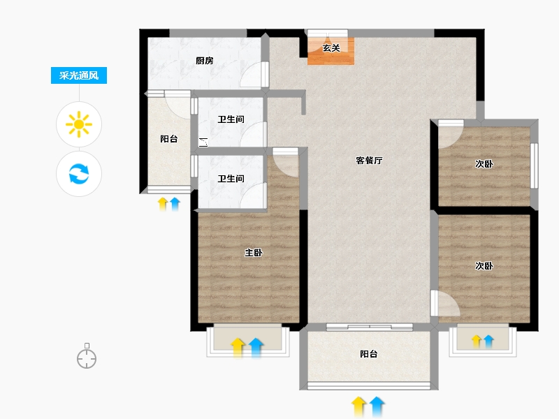 云南省-曲靖市-融阁御府-102.00-户型库-采光通风