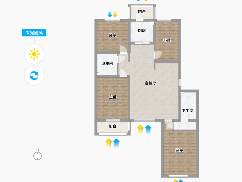 山西省-太原市-得一·剑桥城-108.40-户型库-采光通风