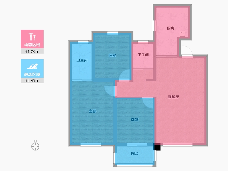 河北省-沧州市-荣盛罗湖四季花语-76.08-户型库-动静分区