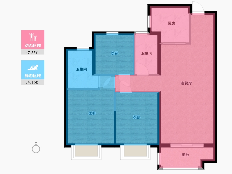 河北省-沧州市-保利香槟国际-75.15-户型库-动静分区