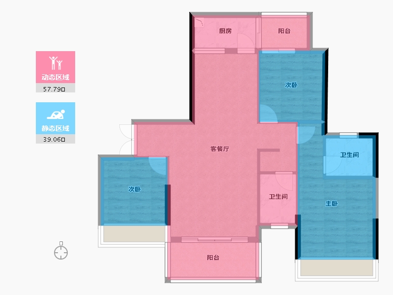 广西壮族自治区-桂林市-荣旺东方尊府-87.32-户型库-动静分区