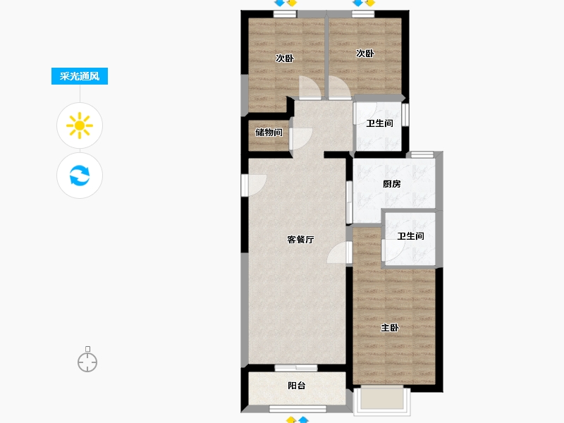 山西省-太原市-保利心语-78.09-户型库-采光通风