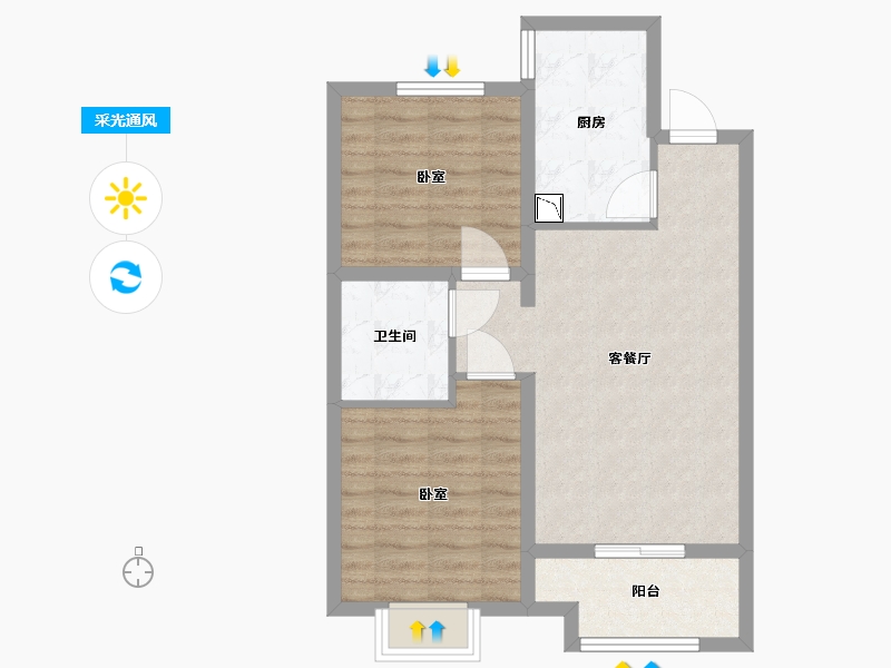 山西省-太原市-融创外滩公馆二期-65.00-户型库-采光通风