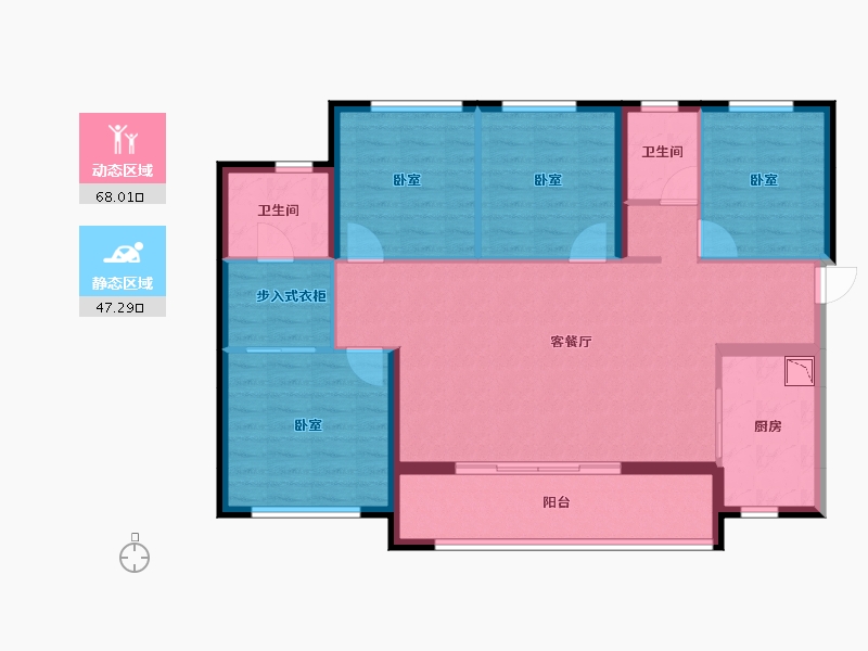 四川省-成都市-金地商置弘阳梵锦108-103.89-户型库-动静分区