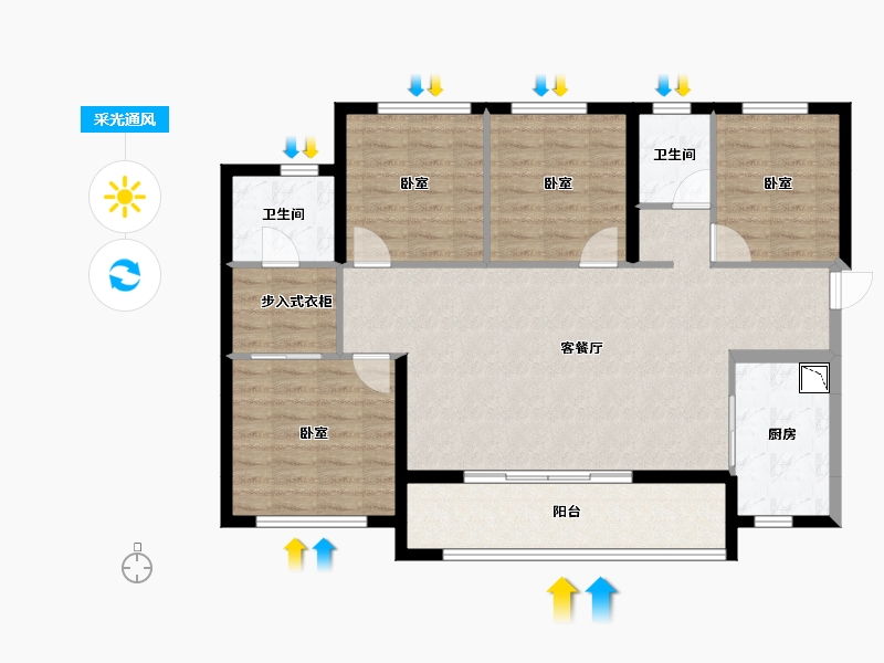 四川省-成都市-金地商置弘阳梵锦108-103.89-户型库-采光通风