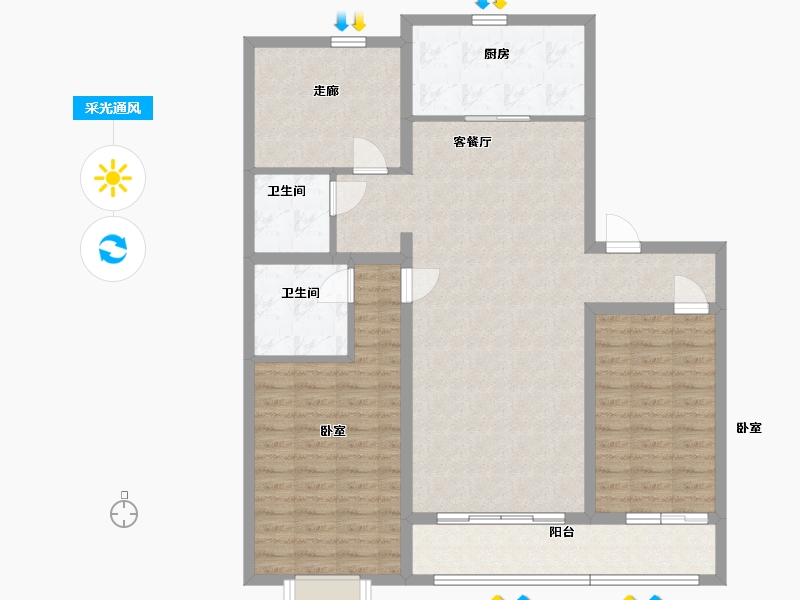 山西省-太原市-大同富力悦玺-108.75-户型库-采光通风